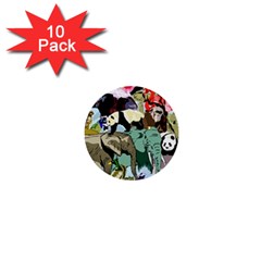 Zoo Animals Peacock Lion Hippo 1  Mini Buttons (10 Pack)  by Pakrebo