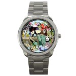 Zoo Animals Peacock Lion Hippo Sport Metal Watch Front