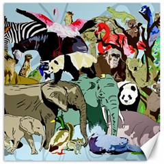 Zoo Animals Peacock Lion Hippo Canvas 20  X 20  by Pakrebo