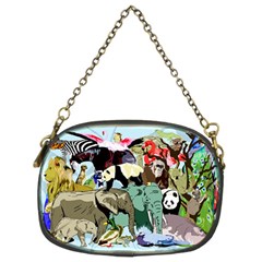 Zoo Animals Peacock Lion Hippo Chain Purse (two Sides) by Pakrebo