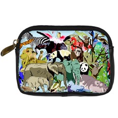 Zoo Animals Peacock Lion Hippo Digital Camera Leather Case by Pakrebo