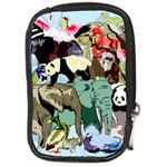 Zoo Animals Peacock Lion Hippo Compact Camera Leather Case Front