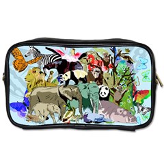 Zoo Animals Peacock Lion Hippo Toiletries Bag (two Sides) by Pakrebo