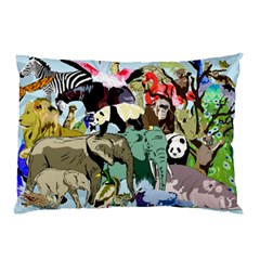 Zoo Animals Peacock Lion Hippo Pillow Case (two Sides) by Pakrebo