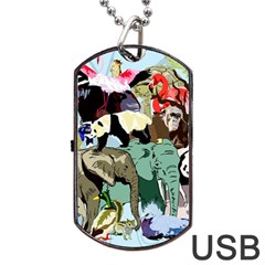 Zoo Animals Peacock Lion Hippo Dog Tag Usb Flash (one Side) by Pakrebo