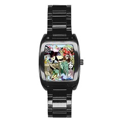 Zoo Animals Peacock Lion Hippo Stainless Steel Barrel Watch by Pakrebo