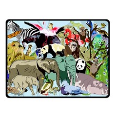 Zoo Animals Peacock Lion Hippo Double Sided Fleece Blanket (small)  by Pakrebo