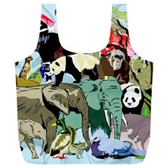 Zoo Animals Peacock Lion Hippo Full Print Recycle Bag (xl) by Pakrebo