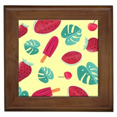 Watermelon Leaves Strawberry Framed Tiles by Pakrebo