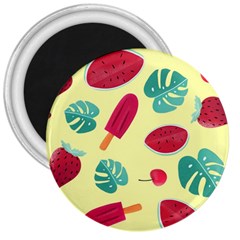 Watermelon Leaves Strawberry 3  Magnets by Pakrebo