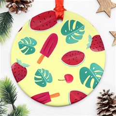 Watermelon Leaves Strawberry Ornament (round) by Pakrebo