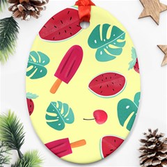 Watermelon Leaves Strawberry Ornament (oval) by Pakrebo