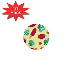 Watermelon Leaves Strawberry 1  Mini Buttons (10 Pack)  by Pakrebo