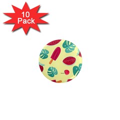 Watermelon Leaves Strawberry 1  Mini Magnet (10 Pack)  by Pakrebo