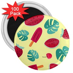 Watermelon Leaves Strawberry 3  Magnets (100 Pack) by Pakrebo