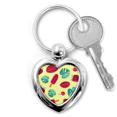 Watermelon Leaves Strawberry Key Chain (heart) by Pakrebo