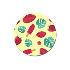 Watermelon Leaves Strawberry Magnet 3  (round) by Pakrebo