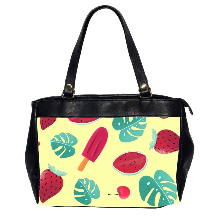 Watermelon Leaves Strawberry Oversize Office Handbag (2 Sides)