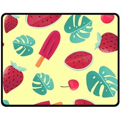 Watermelon Leaves Strawberry Fleece Blanket (medium)  by Pakrebo