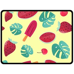 Watermelon Leaves Strawberry Double Sided Fleece Blanket (large)  by Pakrebo