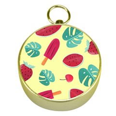 Watermelon Leaves Strawberry Gold Compasses by Pakrebo