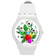 Flowers Floral Plants Nature Round Plastic Sport Watch (m) by Pakrebo