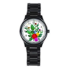 Flowers Floral Plants Nature Stainless Steel Round Watch by Pakrebo