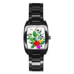 Flowers Floral Plants Nature Stainless Steel Barrel Watch by Pakrebo