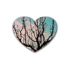 Fruit Tree Silhouette Aesthetic Rubber Coaster (heart) 