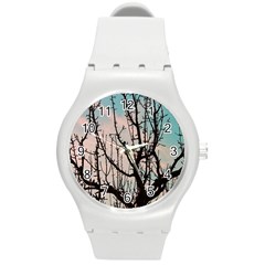 Fruit Tree Silhouette Aesthetic Round Plastic Sport Watch (m) by Pakrebo