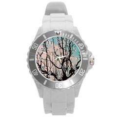 Fruit Tree Silhouette Aesthetic Round Plastic Sport Watch (l) by Pakrebo