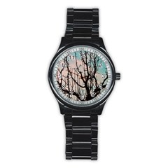 Fruit Tree Silhouette Aesthetic Stainless Steel Round Watch by Pakrebo