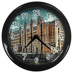 Architecture City Building Travel Wall Clock (black) by Pakrebo