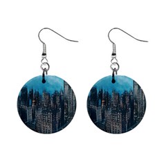 Cityscape Buildings Skyscraper Mini Button Earrings by Pakrebo