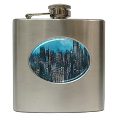 Cityscape Buildings Skyscraper Hip Flask (6 Oz) by Pakrebo