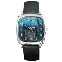 Cityscape Buildings Skyscraper Square Metal Watch by Pakrebo