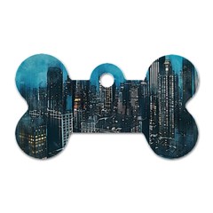 Cityscape Buildings Skyscraper Dog Tag Bone (two Sides) by Pakrebo