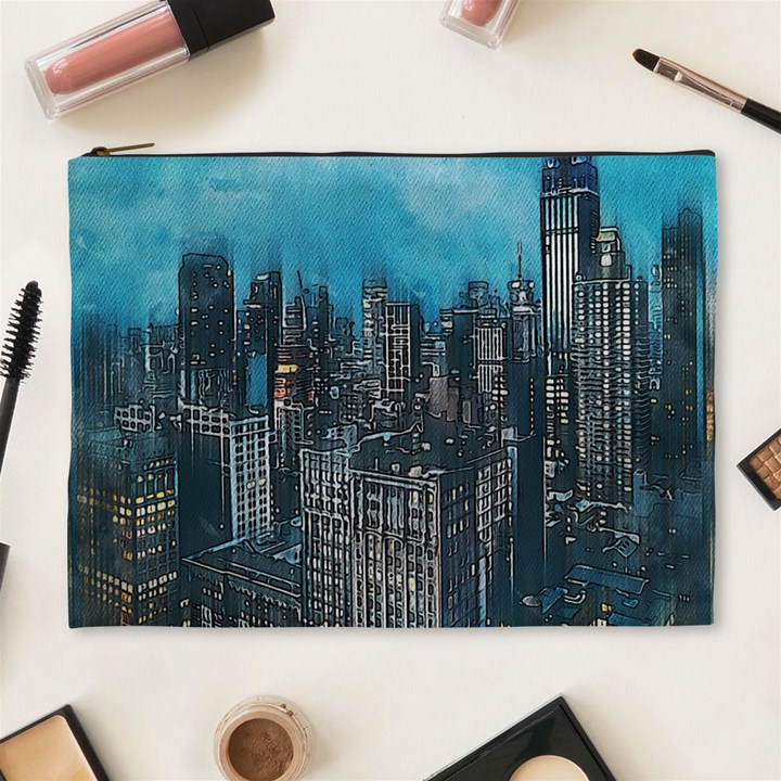 Cityscape Buildings Skyscraper Cosmetic Bag (XL)