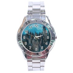 Cityscape Buildings Skyscraper Stainless Steel Analogue Watch by Pakrebo