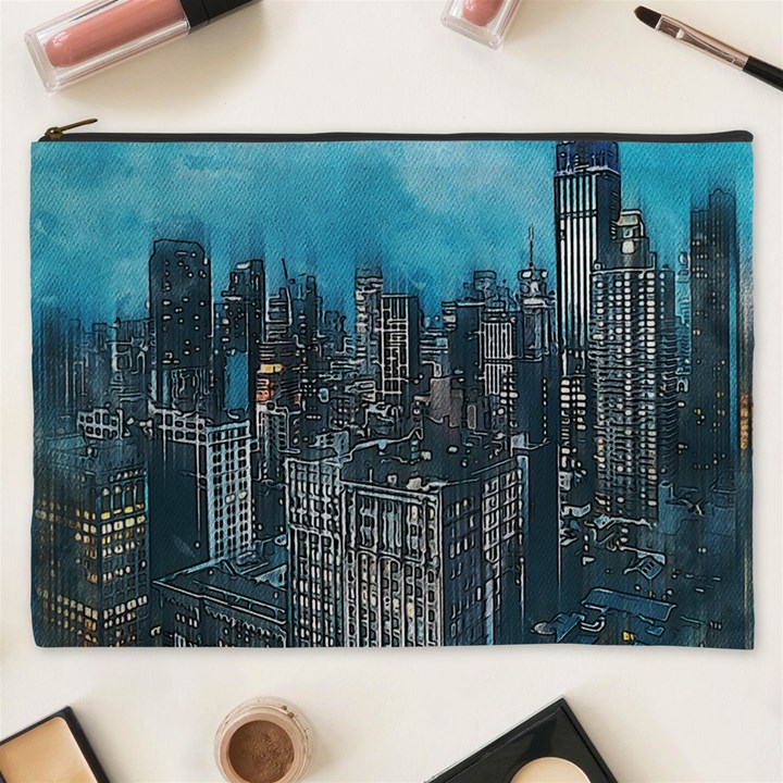 Cityscape Buildings Skyscraper Cosmetic Bag (XXXL)