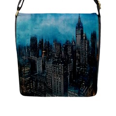 Cityscape Buildings Skyscraper Flap Closure Messenger Bag (l) by Pakrebo