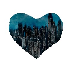 Cityscape Buildings Skyscraper Standard 16  Premium Flano Heart Shape Cushions by Pakrebo