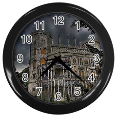 Castle Mansion Architecture House Wall Clock (black) by Pakrebo