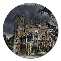 Castle Mansion Architecture House Magnet 5  (round) by Pakrebo