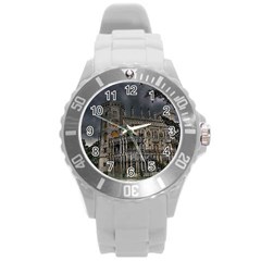 Castle Mansion Architecture House Round Plastic Sport Watch (l) by Pakrebo