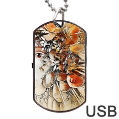 Collage Art The Statue Of Shell Dog Tag Usb Flash (one Side) by Pakrebo