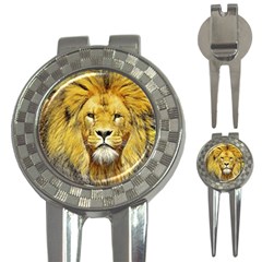 Lion Lioness Wildlife Hunter 3-in-1 Golf Divots by Pakrebo