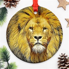 Lion Lioness Wildlife Hunter Round Ornament (two Sides) by Pakrebo