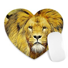 Lion Lioness Wildlife Hunter Heart Mousepads by Pakrebo