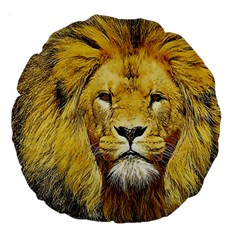 Lion Lioness Wildlife Hunter Large 18  Premium Round Cushions by Pakrebo